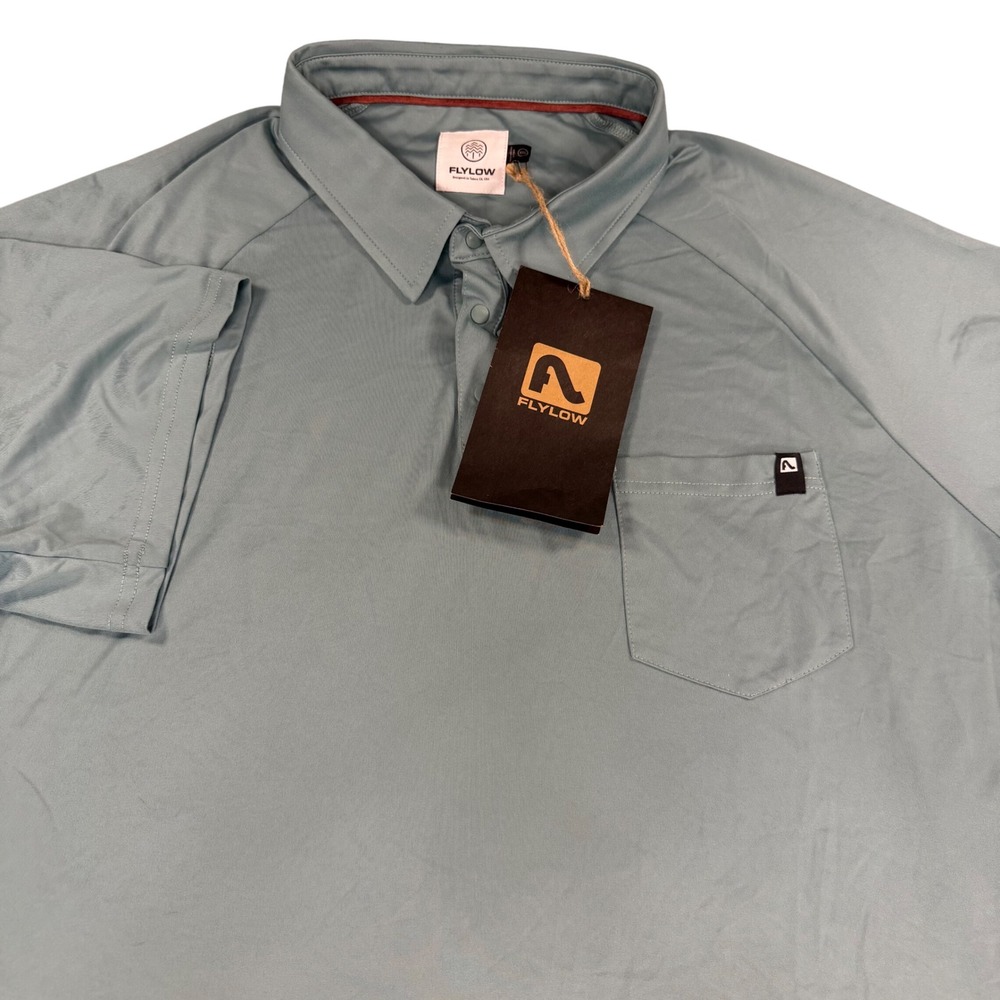 Flylow Lopez Polo Mens XXL Agave Blue Green Technical MTB Hiking Shirt NWT